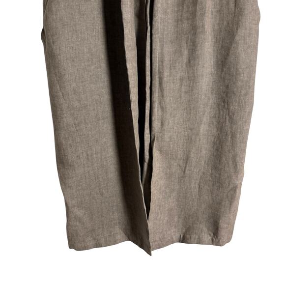 Eleventy Brown Linen Sleeveless Open Front Long Duster Trench Vest Size 10 - Picture 3 of 11